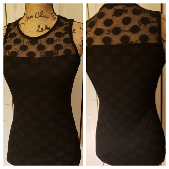 Brixton Ivy, Blk & Mesh Polka Dot Tank Gorgeous, S - Picture 2 of 5